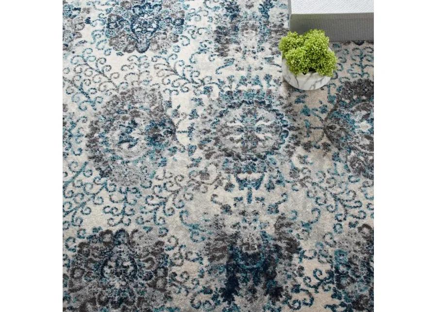 Entourage Kensie Distressed Floral Moroccan Trellis  8x10 Area Rug