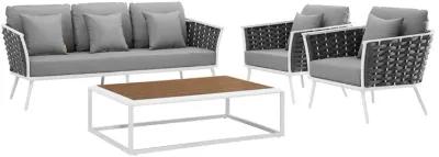 Stance 4 Piece Outdoor Patio Aluminum Sectional Sofa Set