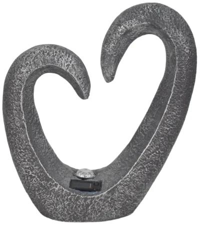 19" Heart Statue With Solar, Dark Grey