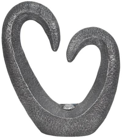 19" Heart Statue With Solar, Dark Grey