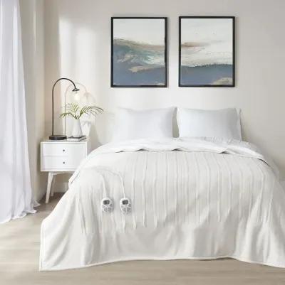 Serta Fleece to Sherpa Ivory Heated Blanket