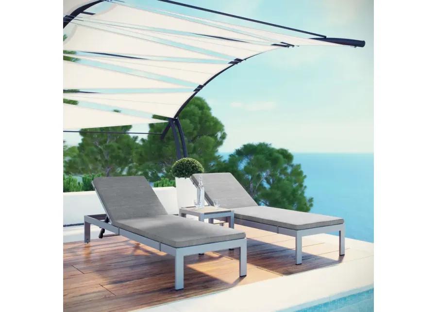 Shore 3 Piece Outdoor Patio Aluminum Chaise with Cushions