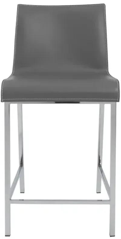 Cam-C Counter Stool In Gray With Polished Stainless Steel Legs - Set Of 2