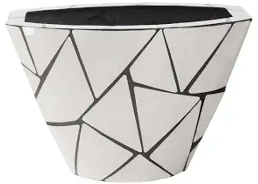 triangle crazy cut planter, small, stainless steel