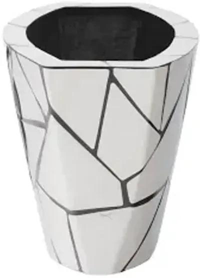 triangle crazy cut planter, small, stainless steel