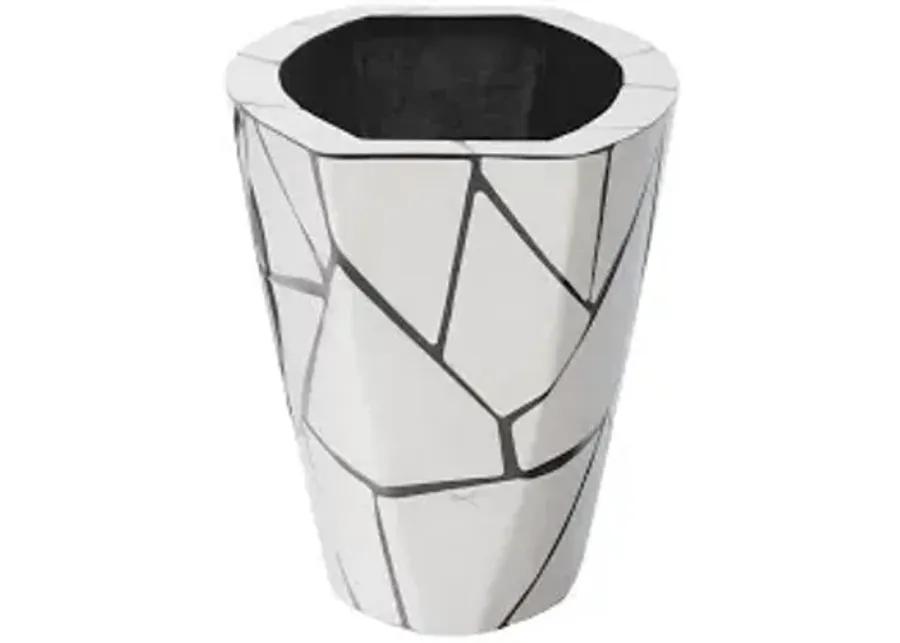 triangle crazy cut planter, small, stainless steel