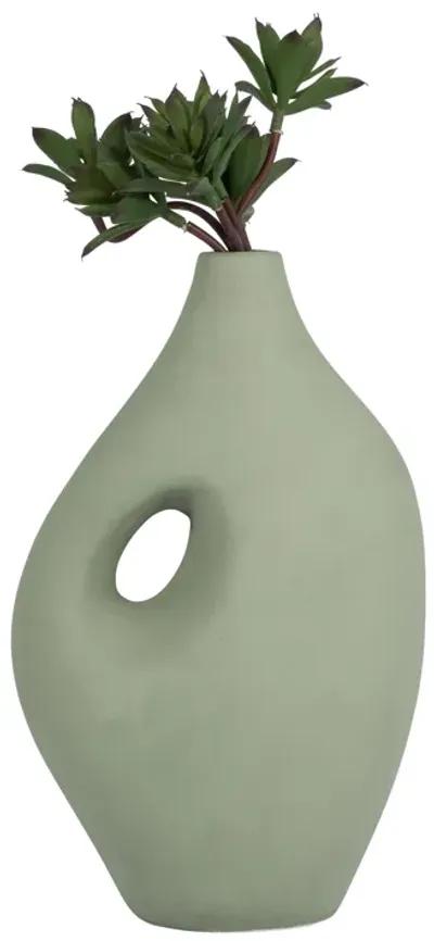 Cer, 12" Nomadic Handle Vase, Dark Sage