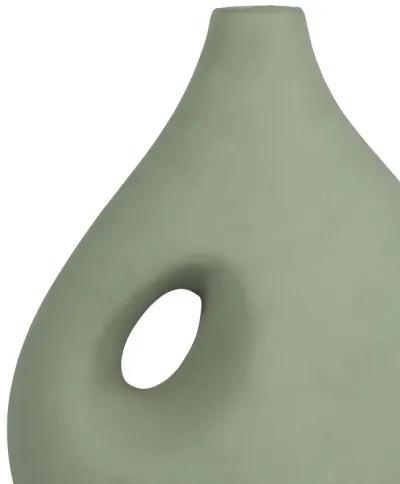 Cer, 12" Nomadic Handle Vase, Dark Sage