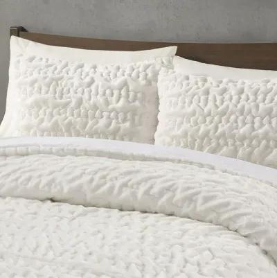 Madison Park Blair Ivory Ruched Fur Down Alternative Comforter Set