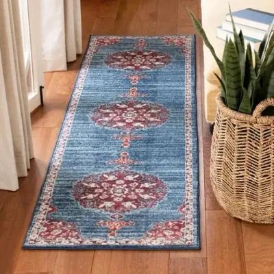 Brentwood 867 Navy / Burgundy 2' X 4' Accent Powerloomed Rug