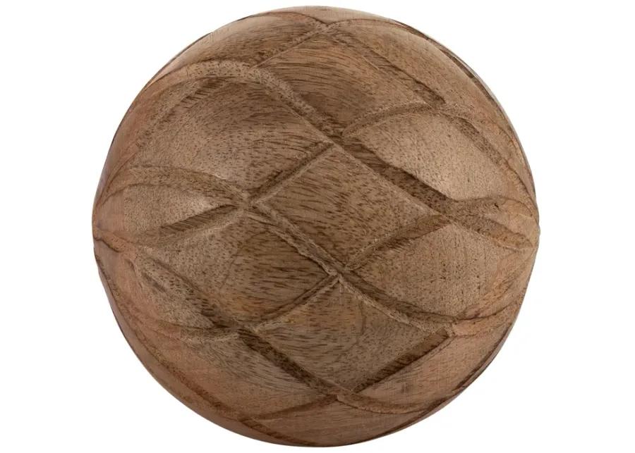 Wood, 5" Textured Orb, Brown