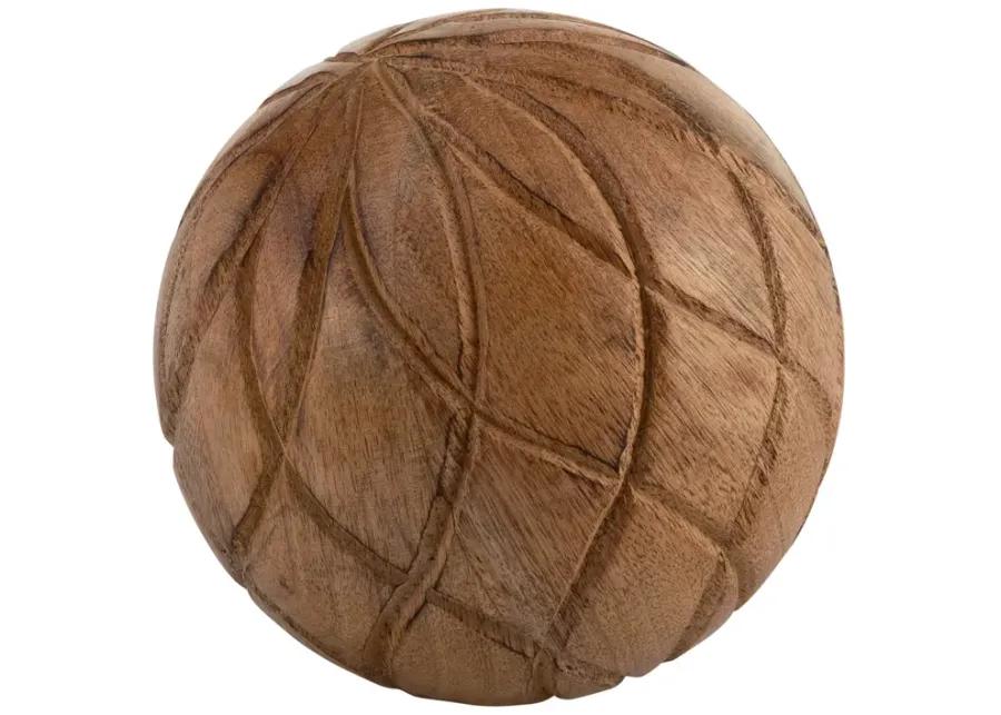 Wood, 5" Textured Orb, Brown