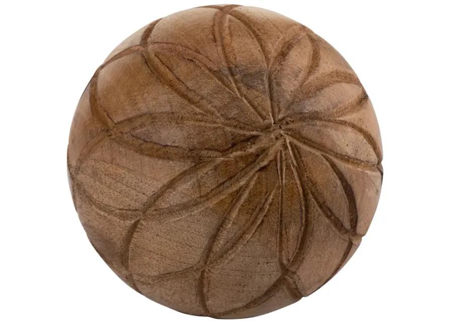 Wood, 5" Textured Orb, Brown