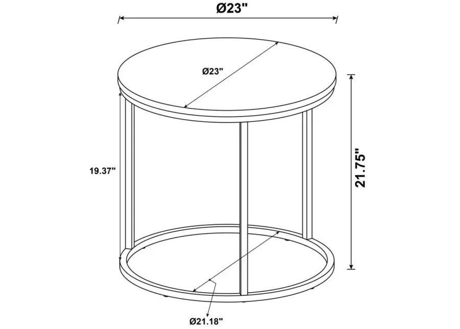 Alberto Faux Marble round Top End Table Grey And Gunmetal