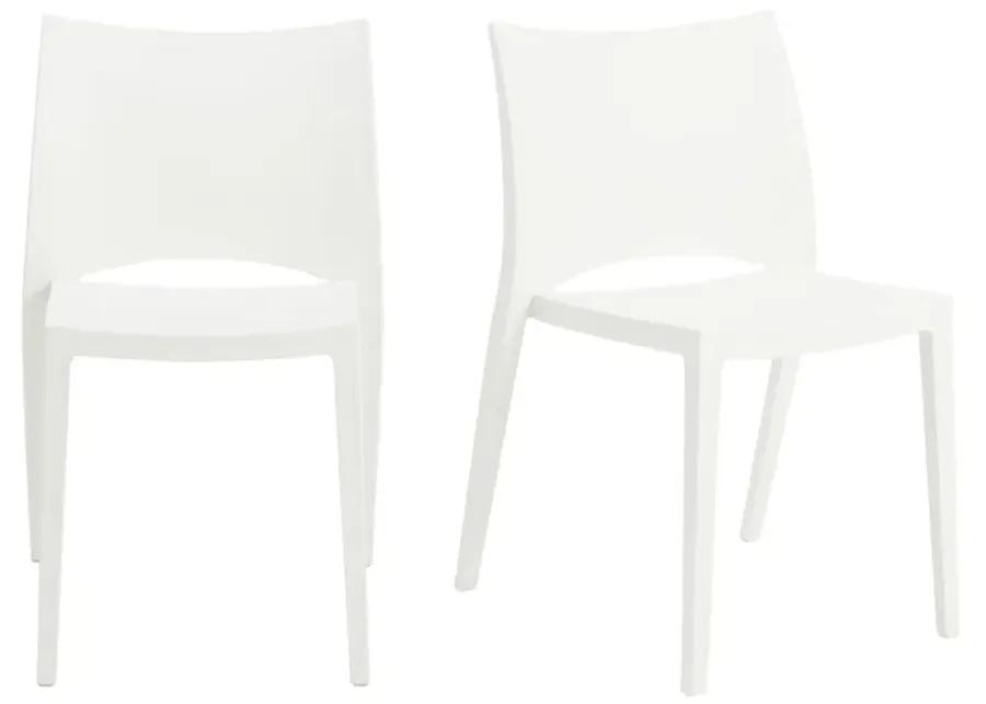 Leslie Stacking Side Chair in White - Set of 2