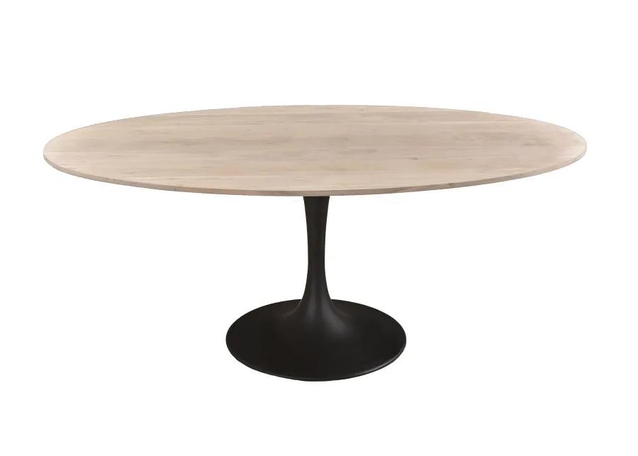 Aspen Oval Dining Table with Metal Base - White Wash