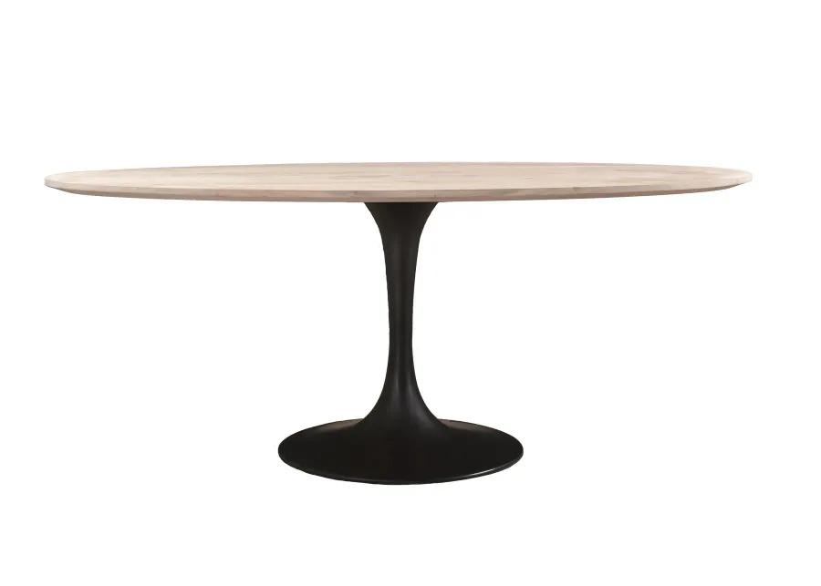 Aspen Oval Dining Table with Metal Base - White Wash