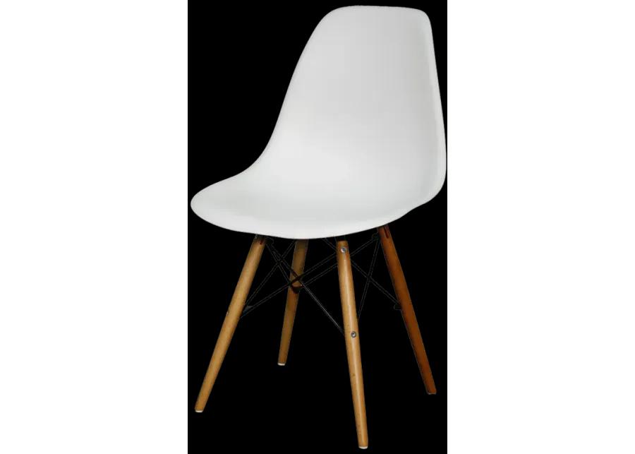 Allen Molded PP Dining Side Chair Maple Dowel Legs, White (Set of 4)