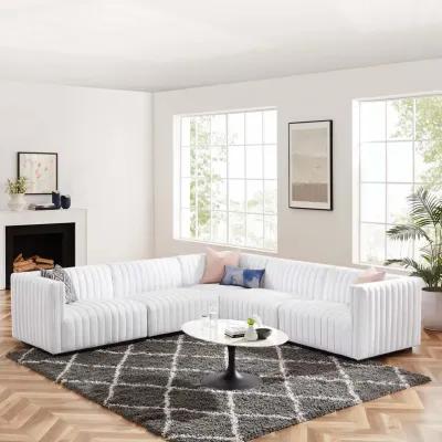 Conjure Channel Tufted Upholstered Fabric 5-Piece L-Shaped Sectional