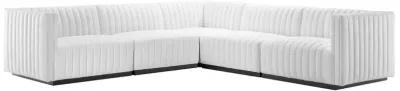 Conjure Channel Tufted Upholstered Fabric 5-Piece L-Shaped Sectional