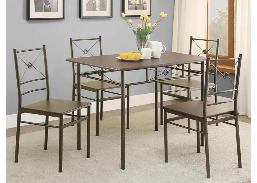 Anna 5-piece Rectangular Dining Set Dark Bronze