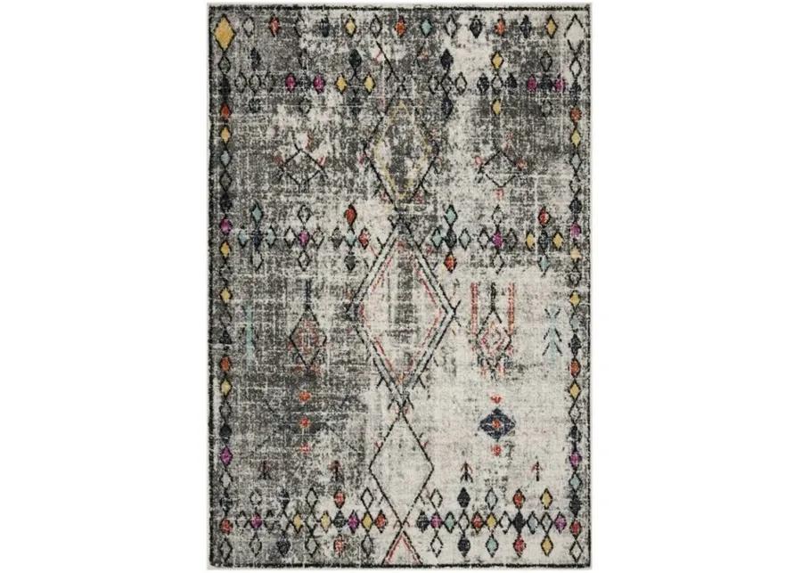 ADIRONDACK Contemporary Light Grey / Fuchsia 4' X 6' Powerloomed Rug