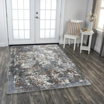 Logan Blue Abstract Recycled Polyester 5'2" x 7'9" Rectangle Rug