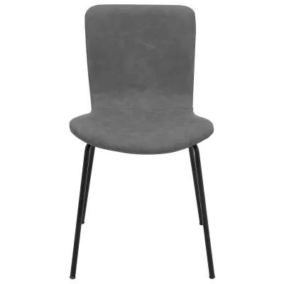 Gillian Modern Dark Gray Faux Leather and Metal Dining Room Chairs - Set of 2