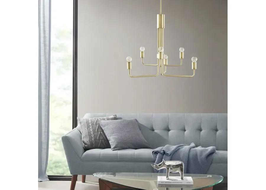 INK+IVY Milo Antique Brass 6-Light Metal Chandelier