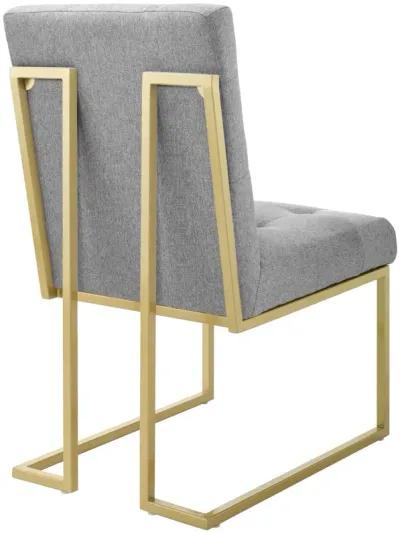 Privy Gold Stainless Steel Upholstered Fabric Dining Accent Chair