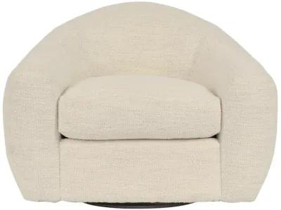 Molly Upholstered Swivel Accent Chair in Pearl