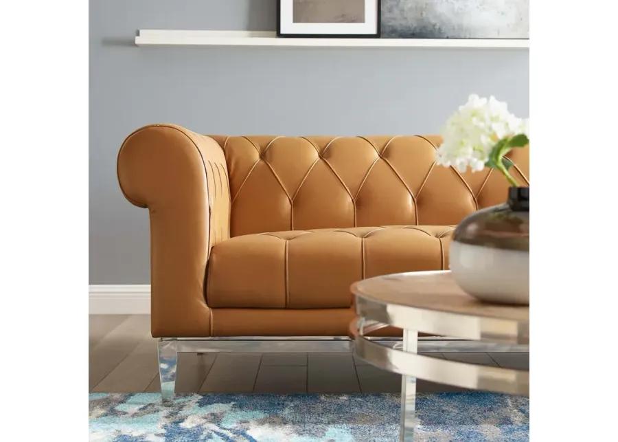 Idyll Tufted Button Upholstered Leather Chesterfield Sofa