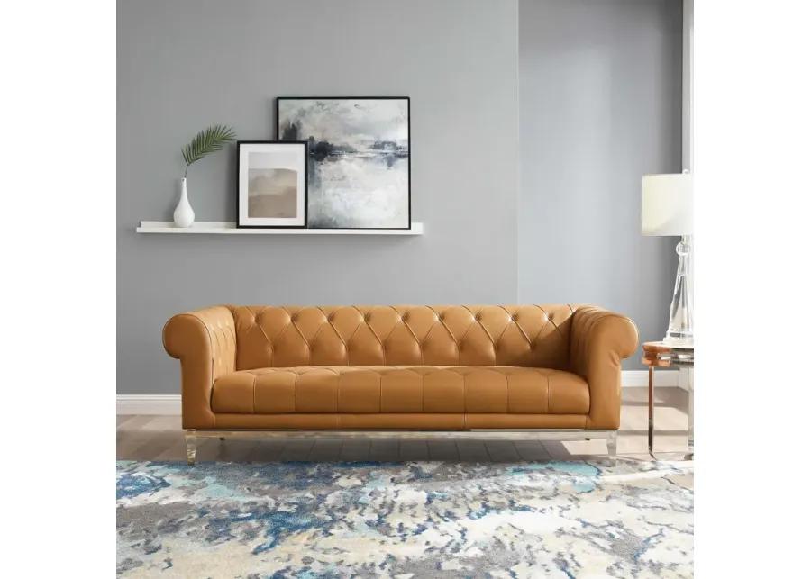 Idyll Tufted Button Upholstered Leather Chesterfield Sofa