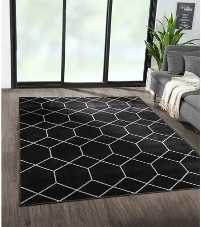 Madison Park Averie Black/Cream Trellis Geometric Woven Area Rug