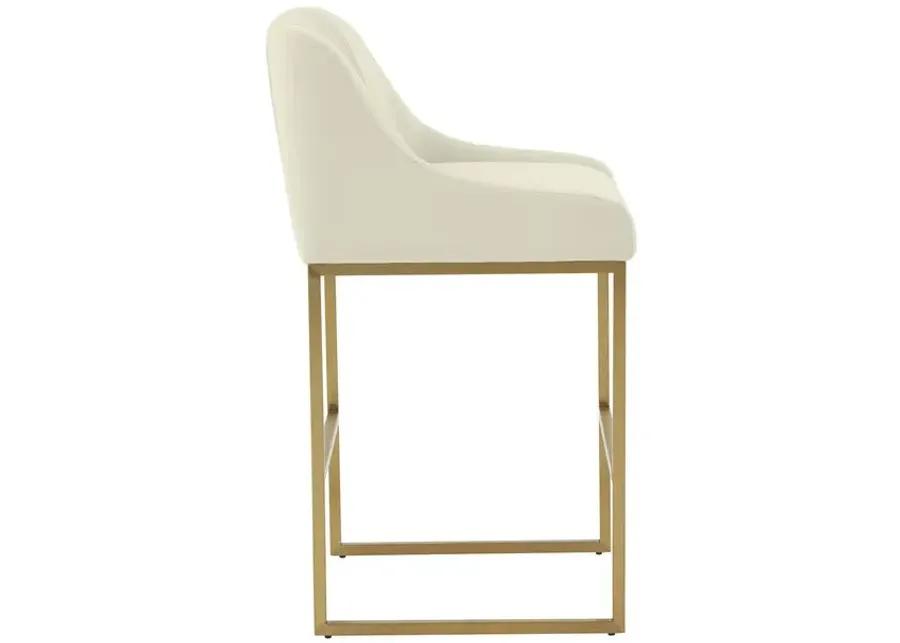 Lisa Cream Pleated Velvet Counter Stool