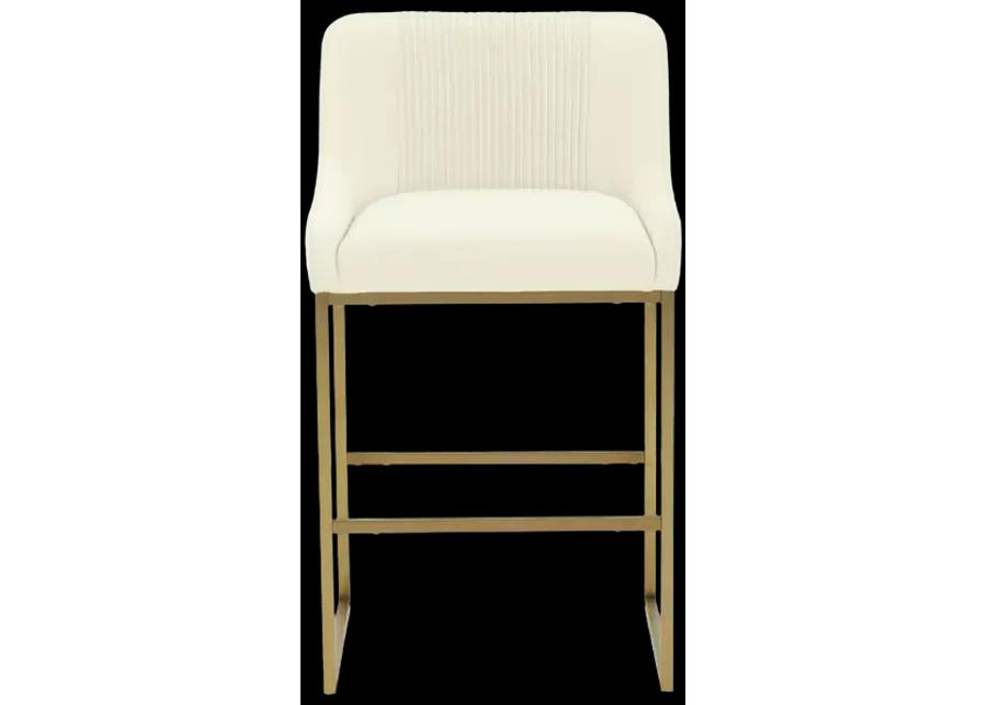 Lisa Cream Pleated Velvet Counter Stool