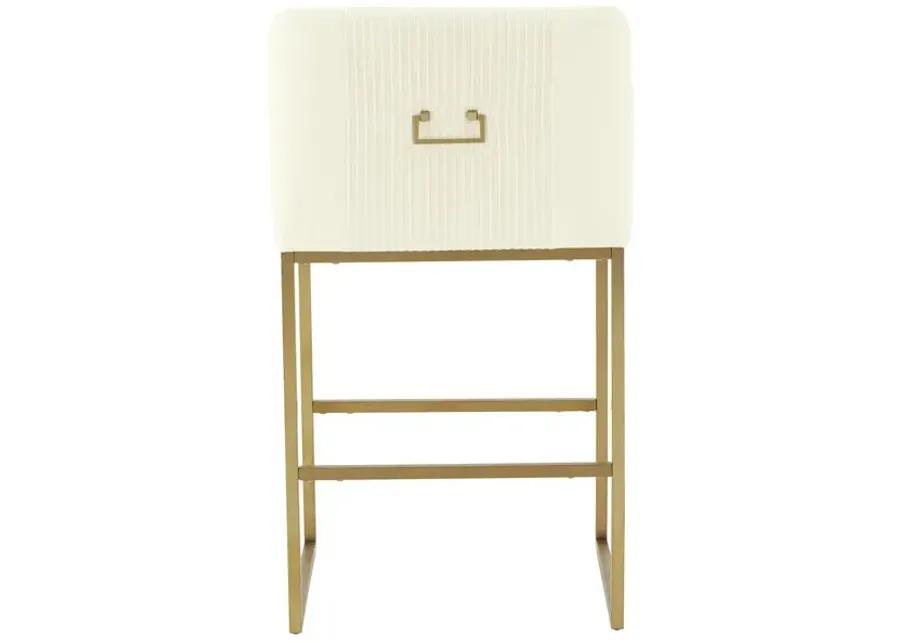 Lisa Cream Pleated Velvet Counter Stool