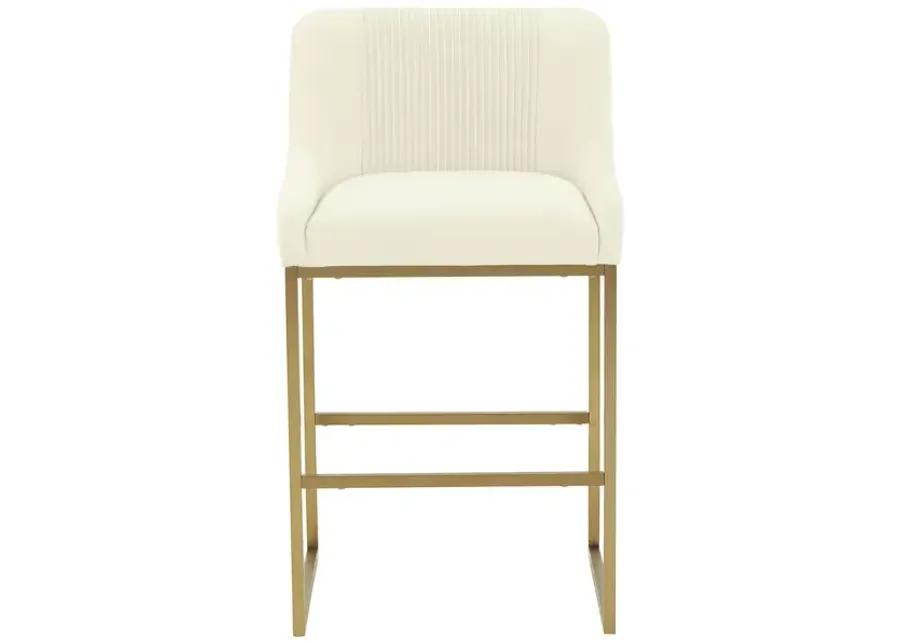 Lisa Cream Pleated Velvet Counter Stool