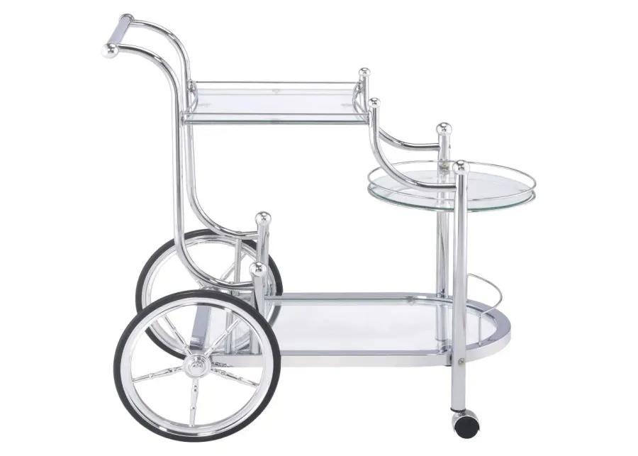 Sarandon 3-tier Serving Cart Chrome and Clear