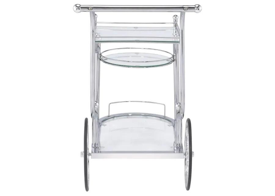 Sarandon 3-tier Serving Cart Chrome and Clear