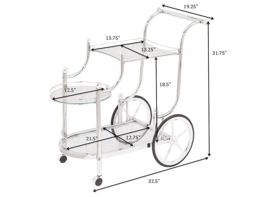 Sarandon 3-tier Serving Cart Chrome and Clear