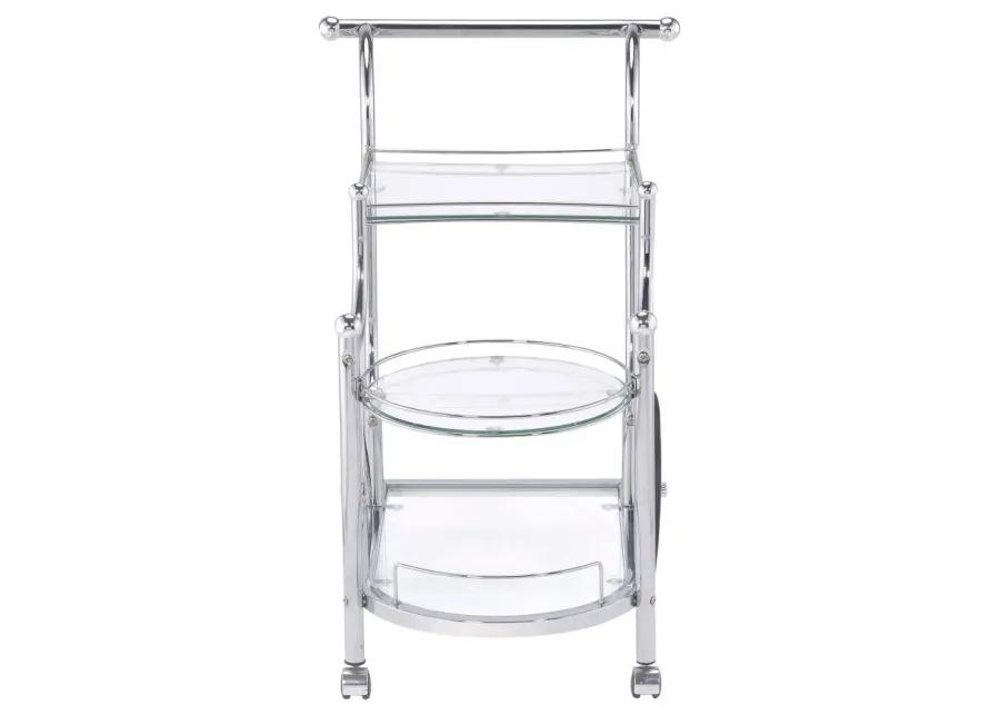 Sarandon 3-tier Serving Cart Chrome and Clear