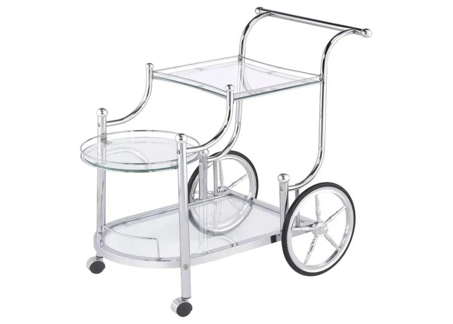 Sarandon 3-tier Serving Cart Chrome and Clear