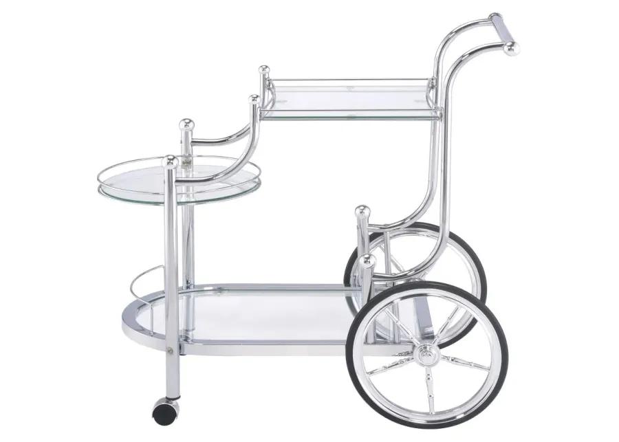 Sarandon 3-tier Serving Cart Chrome and Clear