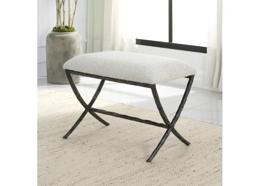 Brisby Gray Fabric Small Bench