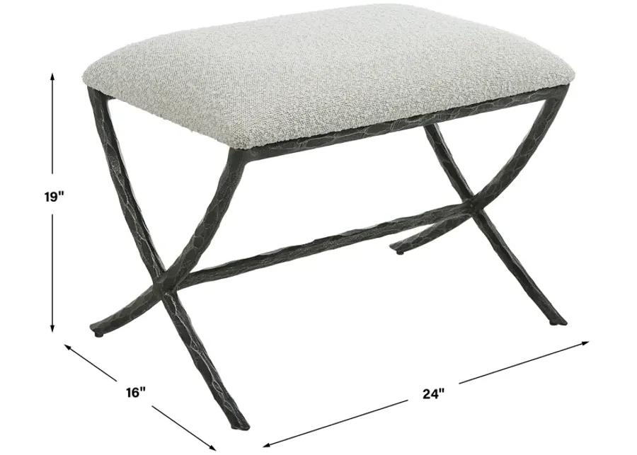 Brisby Gray Fabric Small Bench