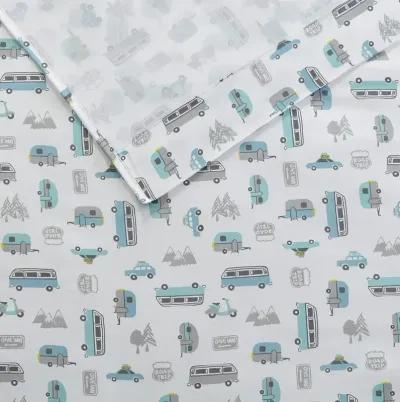 Intelligent Design Novelty Grey/Blue Road Trip Print Sheet Set