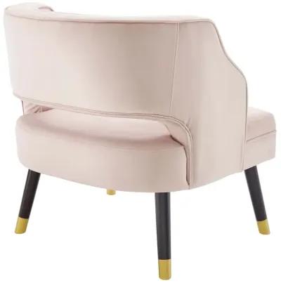 Traipse Button Tufted Open Back Performance Velvet Armchair