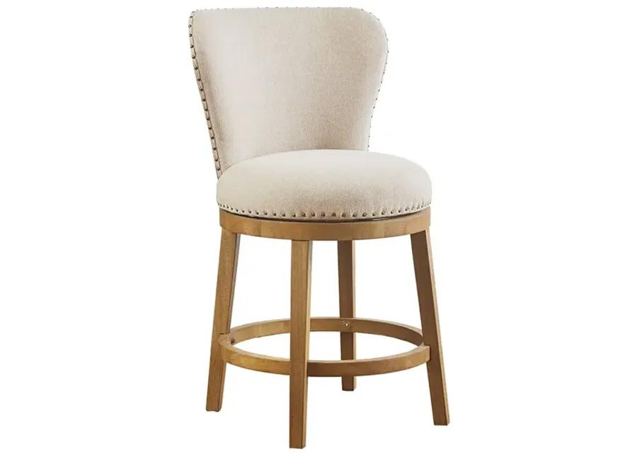 Madison Park Stewart Tan Upholstered 360 Degree Swivel Counter Stool 25" H