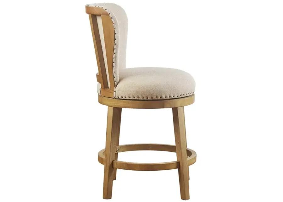 Madison Park Stewart Tan Upholstered 360 Degree Swivel Counter Stool 25" H